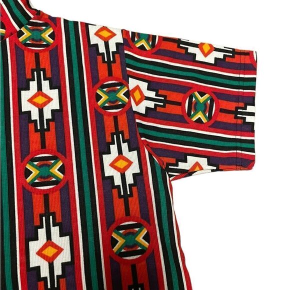 Vintage 90s Tribal Print Mock Turtleneck Pullover Medium - Picture 5 of 12
